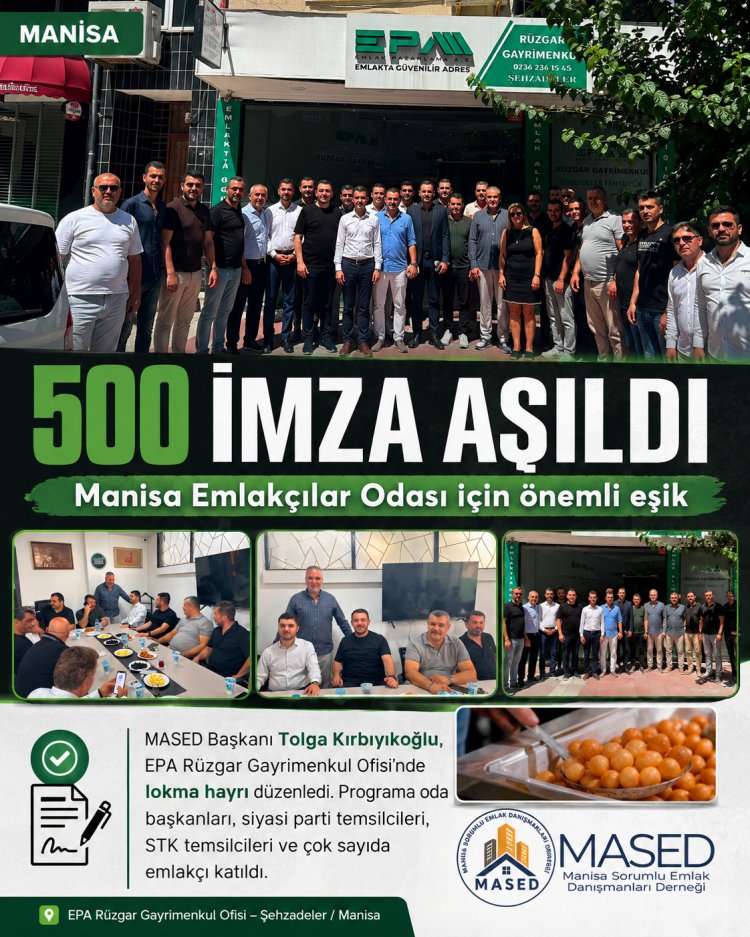 Manisa Emlakçılar Odası İçin 500 İmza Aşıldı, MASED’den Lokma Hayrı